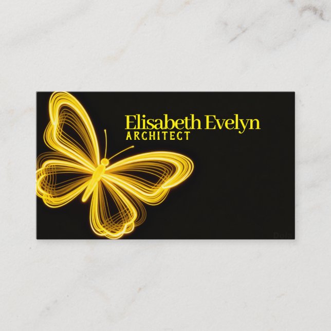 Tarjeta De Visita Golden Neon Wings: Luxurious Business Card Design (Anverso)