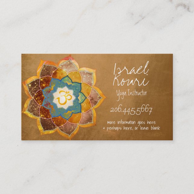 Tarjeta De Visita Golden Om Flower Mandala Design Gold (Anverso)