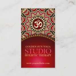 Tarjeta De Visita Golden OM Sun Yoga Reiki Red Business Cards