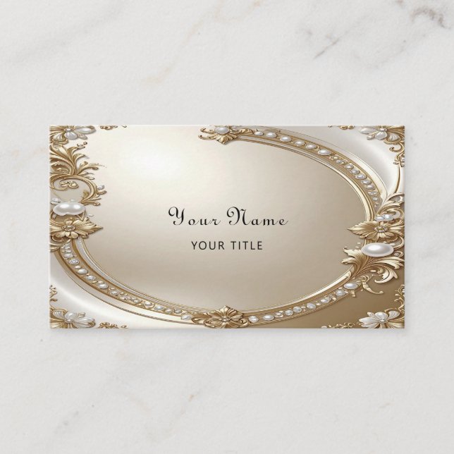 Tarjeta De Visita Golden Ornate Frame with Pearls Business Card (Anverso)