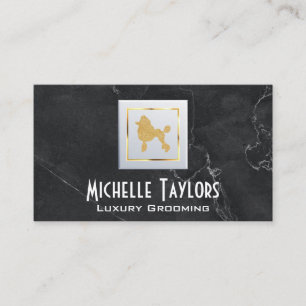 Tarjeta De Visita Golden Poodle   Luxury Grooming   Mármol negro