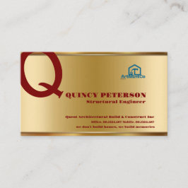 Tarjeta De Visita Golden & Red Layers Monogram Initial Founder CEO B