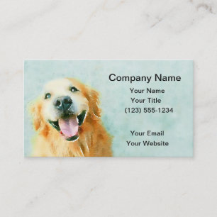 Tarjeta De Visita Golden retriever sonriente en acuarela
