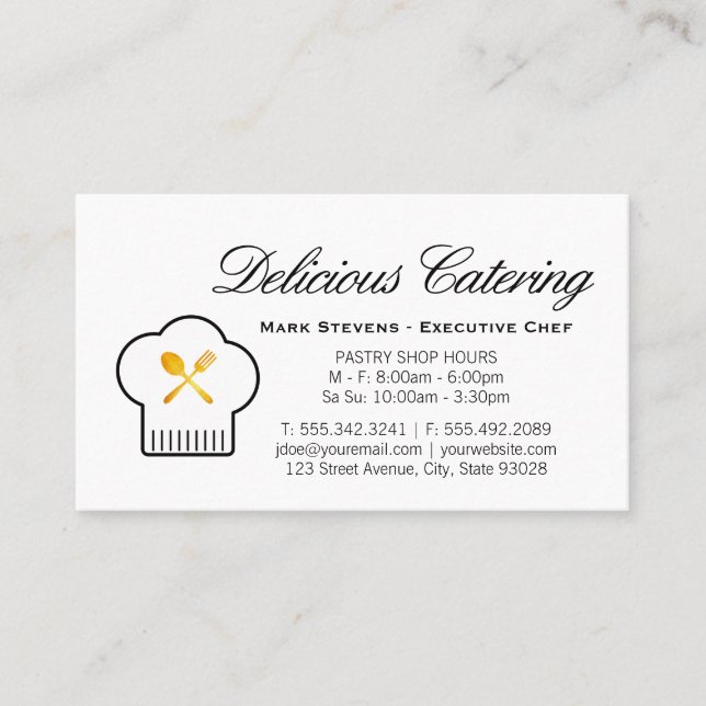 Tarjeta De Visita Golden Silverware | Maestro culinario (Anverso)
