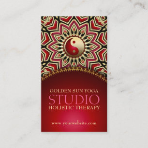 Tarjeta De Visita Golden Sun Yoga Reiki Balance Red Business Cards