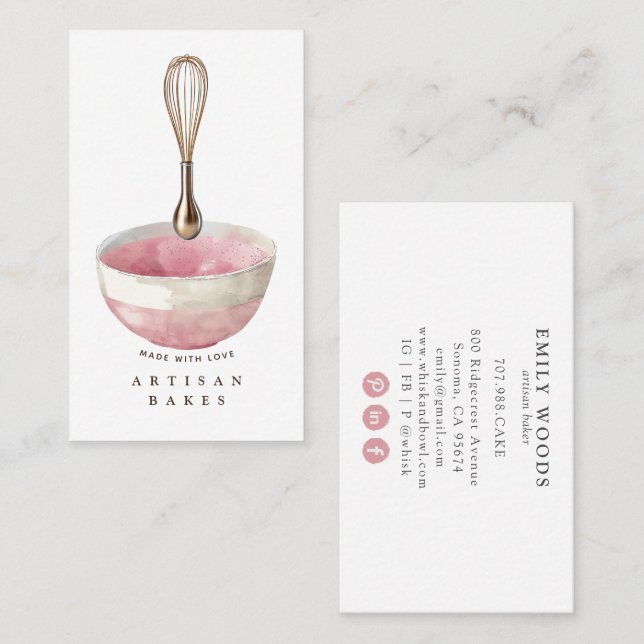 Tarjeta De Visita Golden Whisk Baker Pastry Chef (Anverso / Reverso)