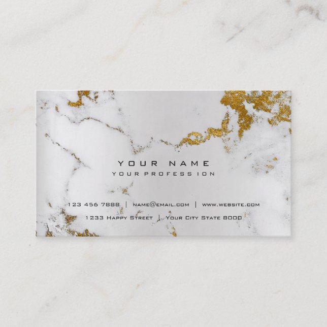 Tarjeta De Visita Golden White Gray Marble Vible Pearly Silver (Anverso)