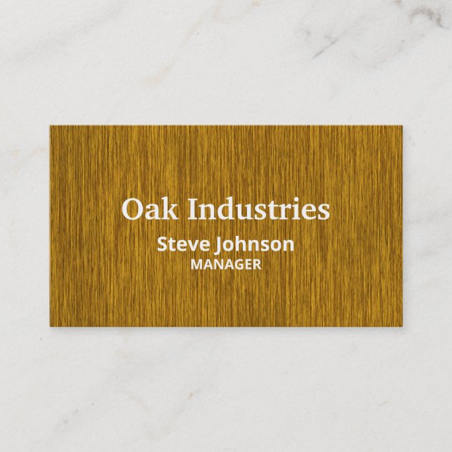 Tarjeta De Visita Golden Woodgrain Look Profesional (Anverso)