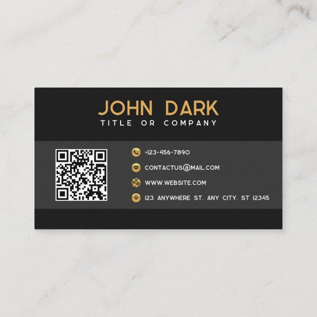 Tarjeta de visita Golden y Black con QR (Reverso)