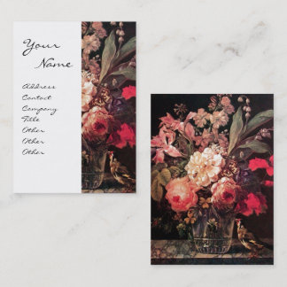 TARJETA DE VISITA GOLDFINCH, ROSAS ROSAS ROSAS DE COLOR ROJO, MARIPO