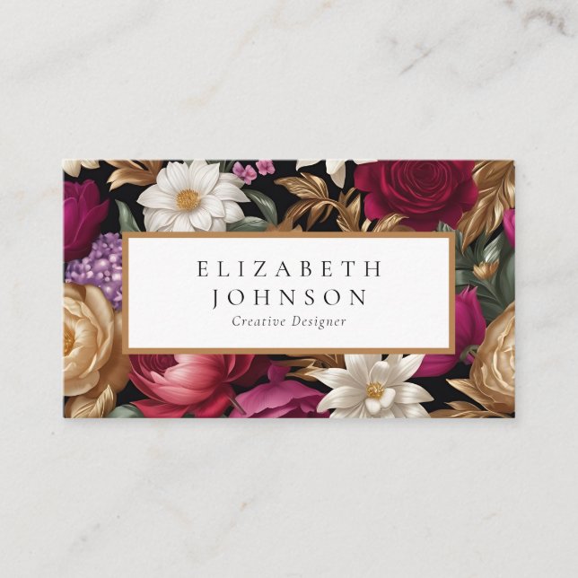 Tarjeta De Visita Goles ricos y un diseño floral vibrante (Anverso)