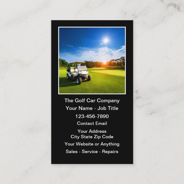 Tarjeta De Visita Golf Cart And Golf Car Theme (Anverso)