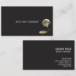 Tarjeta De Visita Golf Coach Academy Metallic Sepia-Black background