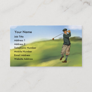 Tarjeta De Visita Golf del golfista de la apariencia vintage