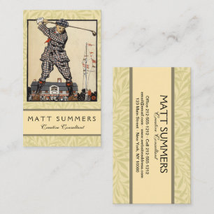 Tarjeta De Visita Golf Golfista Vintage Antiguo Golf