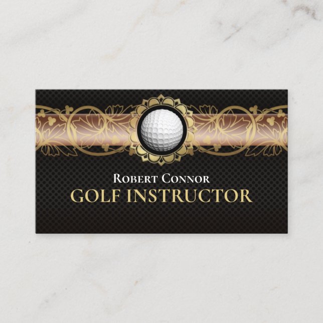 Tarjeta De Visita Golf Instructor Golfer Club Luxury Dark (Anverso)