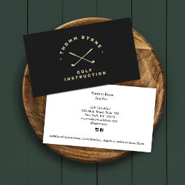 Tarjeta De Visita Golf Instructor Pro Club de Golf Crossed Black