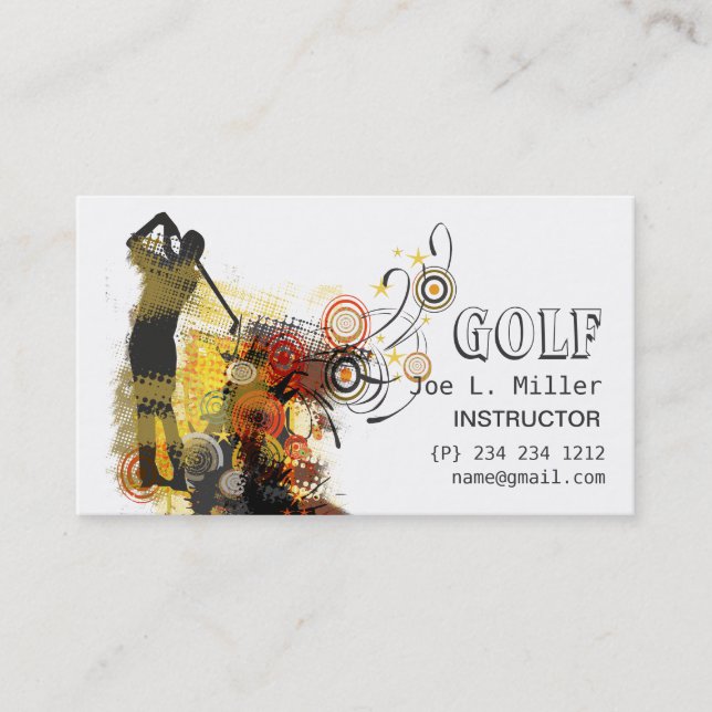 Tarjeta De Visita Golf moderno del Grunge urbano de los deportes de (Anverso)