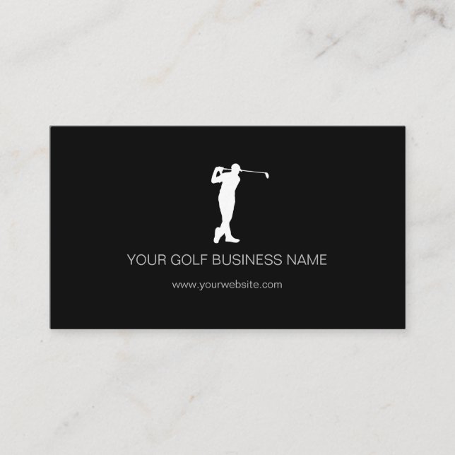 Tarjeta De Visita Golf profesional negro moderno personalizado (Anverso)