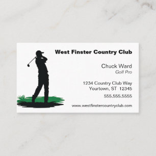 Tarjeta De Visita Golf Swing Silhouette Golf Pro Country Club