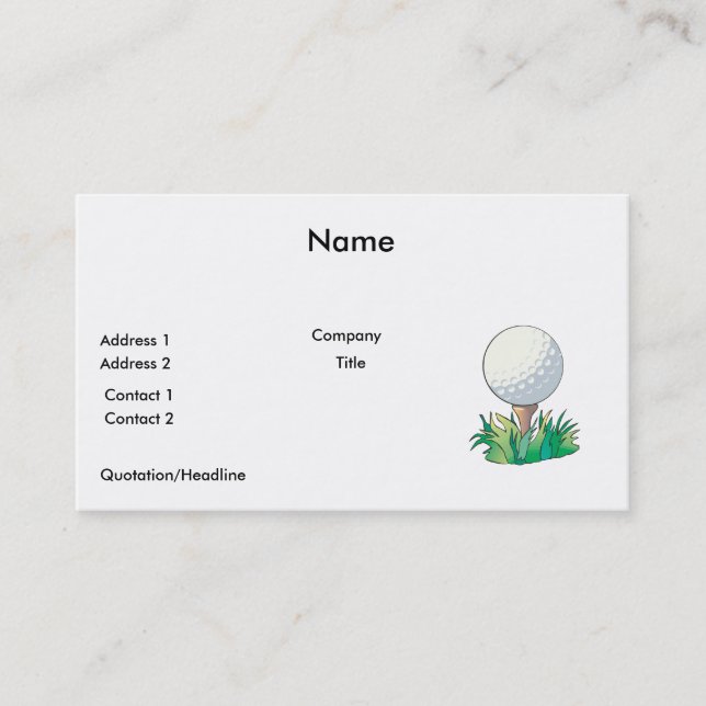 Tarjeta De Visita golfball sentado en el tee de golf (Anverso)