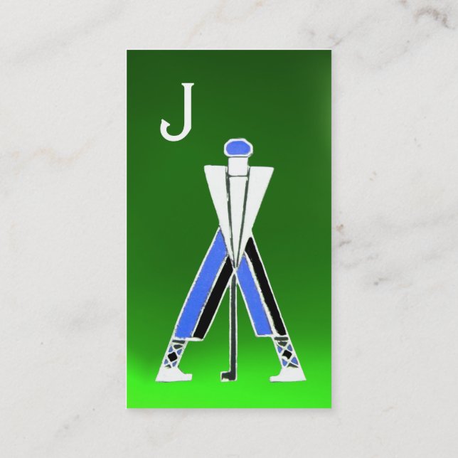 TARJETA DE VISITA GOLFER AZUL ESTILIZADO, INSTRUCTOR GOLF MONOGRAM (Reverso)