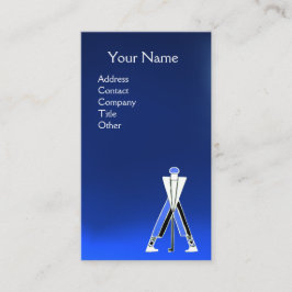 TARJETA DE VISITA GOLFER AZUL ESTILIZADO, INSTRUCTOR GOLF MONOGRAM