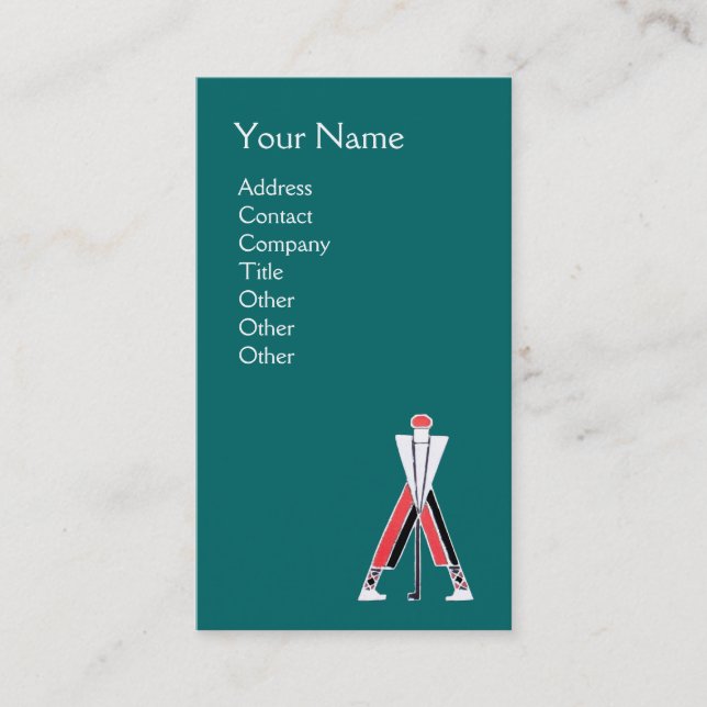 TARJETA DE VISITA GOLFER ROJO AZUL ESTILIZADO,MONOGRAMA INSTRUCTOR G (Anverso)