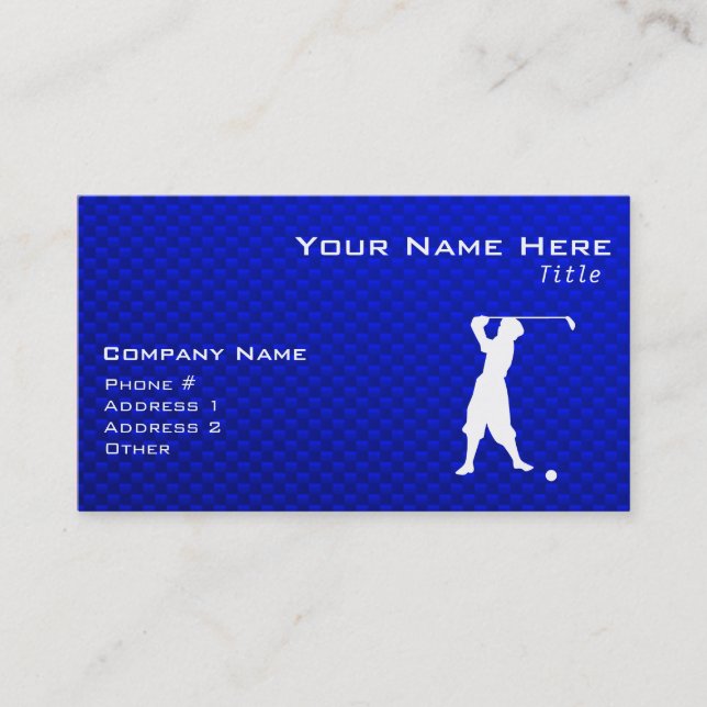 Tarjeta De Visita Golfista azul del vintage (Anverso)