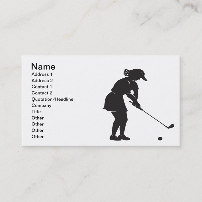 Tarjeta De Visita Golfista de la mujer (Anverso)