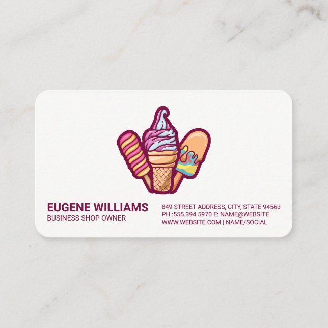 Tarjeta De Visita Golosos Palitos Dulces de Helado | Postres (Reverso)