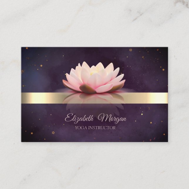 Tarjeta De Visita Golpe de oro Lotus Flor Boho Yoga (Anverso)
