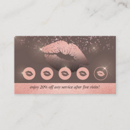Tarjeta De Visita Golpes rosados marrones maquillaje lealtad labios