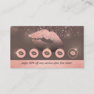 Tarjeta De Visita Golpes rosados marrones maquillaje lealtad labios
