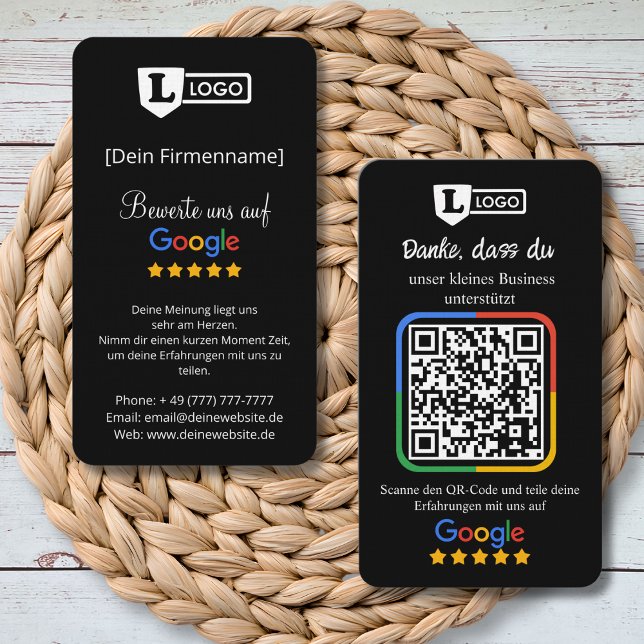 Tarjeta De Visita Google Bewertungskarte mit QR code (5-Sterne-Feedback)