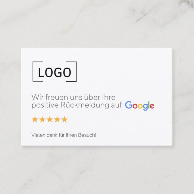 Tarjeta De Visita Google Bewertungskarten Visitenkarte  (Anverso)