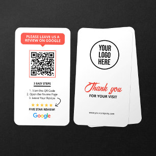 Tarjeta De Visita Google blanco revisa el enlace de revisión de nego