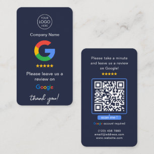Tarjeta De Visita Google Navy revisa QR Code Business Review Nosotro