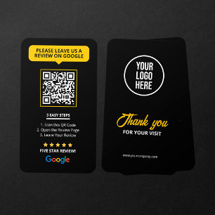Tarjeta De Visita Google negro revisa el enlace de revisión de negoc