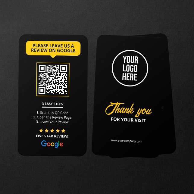 Tarjeta De Visita Google negro revisa el enlace de revisión de negoc (Subido por el creador)