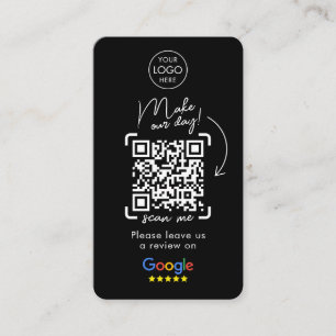 Tarjeta De Visita Google reseña el código QR Black Business Review y