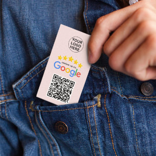 Tarjeta De Visita Google Review My Business 5 Star Qr Code Pink