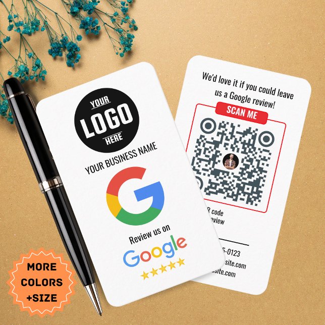 Tarjeta De Visita Google Review QR Code Business Card Template (Google Reviews | Business Review Link QR Code Business Card)