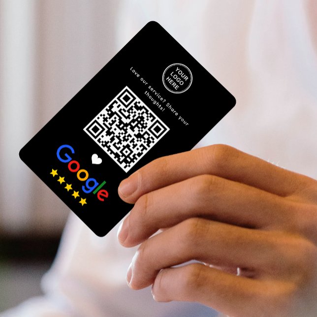 Tarjeta De Visita Google Review QR Code Gracias Sleek Black (Subido por el creador)