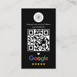 Tarjeta De Visita Google Review QR Gracias Negro