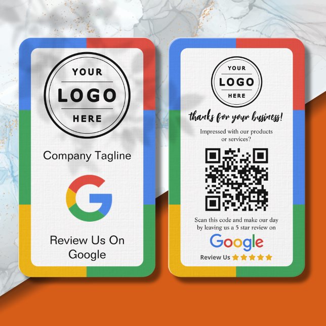 Tarjeta De Visita Google Review Request Card  with Logo and QR Code (Google review request card)