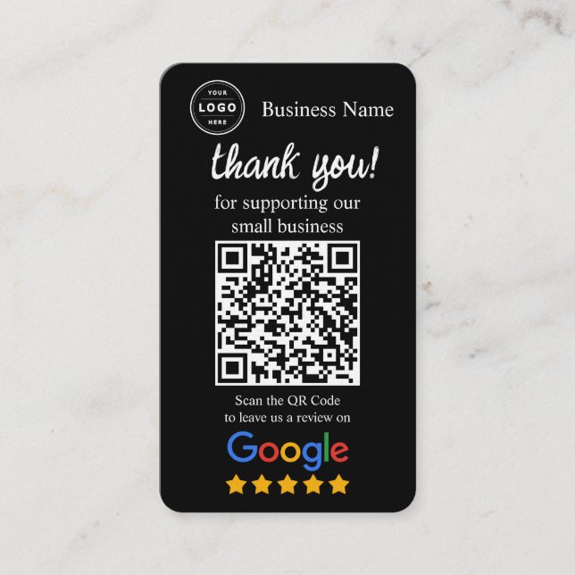 Tarjeta De Visita Google Review Request Card with QR code (Anverso)