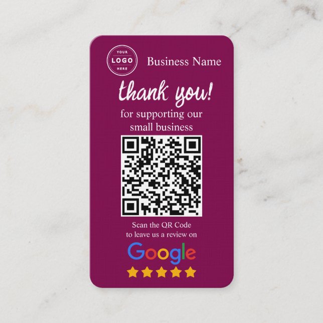 Tarjeta De Visita Google Review Request Card with QR code (Anverso)