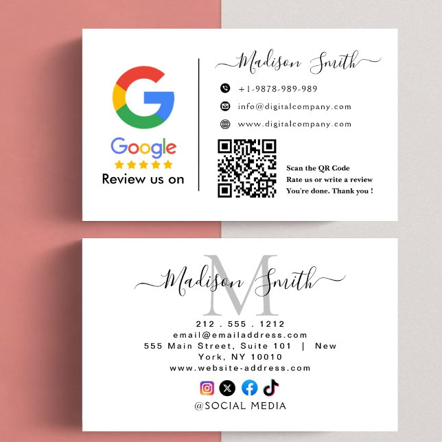 Tarjeta De Visita Google Review With QR Code Link Business Card (Subido por el creador)