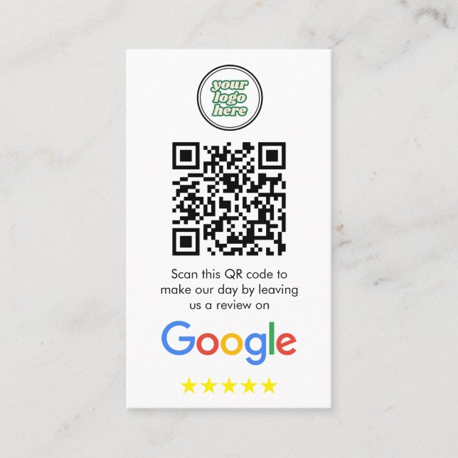 Tarjeta De Visita Google Reviews | Business Review Link QR Code (Anverso)